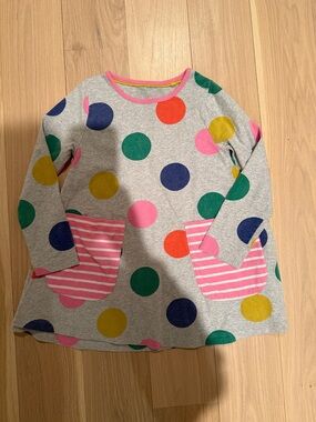 Mini Boden Gray Long Sleeve Dot Tunic with Multicolor Spots
